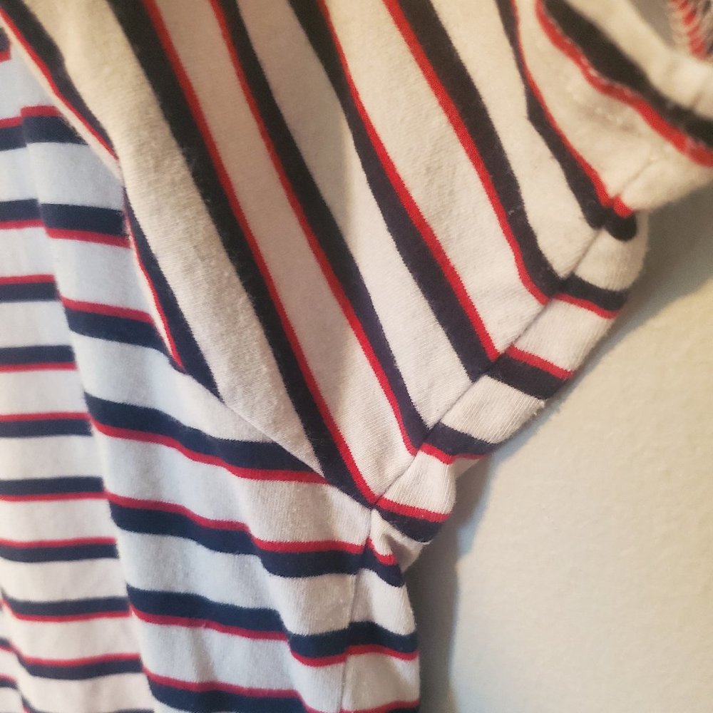 Dickies Women's Cropped Striped Tee Shirt Red, White, & Blue PLUS Size 1X - Picture 8 of 13